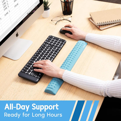 i-Rocks Memory Foam Keyboard Wrist Rest - Pain-Reducing Wrist Rest for Computer Keyboard - Non-Slip Rubber Base Wrist Rest - Cooling Keyboard Pad for Long Hours of Work, Studying, Gaming