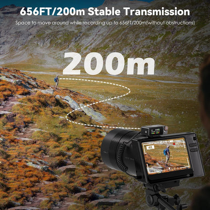 Wireless Microphone, AI Noise Cancelling with 56H Battery, 656ft Range & Wind Muff for iPhone/Android/Camera, Magnetic Clip-On for Streaming/Vlog/Interview