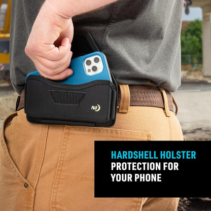 Nite Ize Clip Case Hardshell Universal Rugged Holster - Holster for Men's & Women's Belts - Utility Belt Pouch - Phone Accessories - Cell Phone Pouch - X-Large, Black