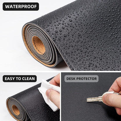 Large Desk Mat 47" x 23.7",Leather Desk mat,Double-Sided Desk Pad,Desk matt for Desktop,Large Mouse Pad,Office Desk mat,Waterproof Desk Blotter pad for Office&Home(Black+Cork)