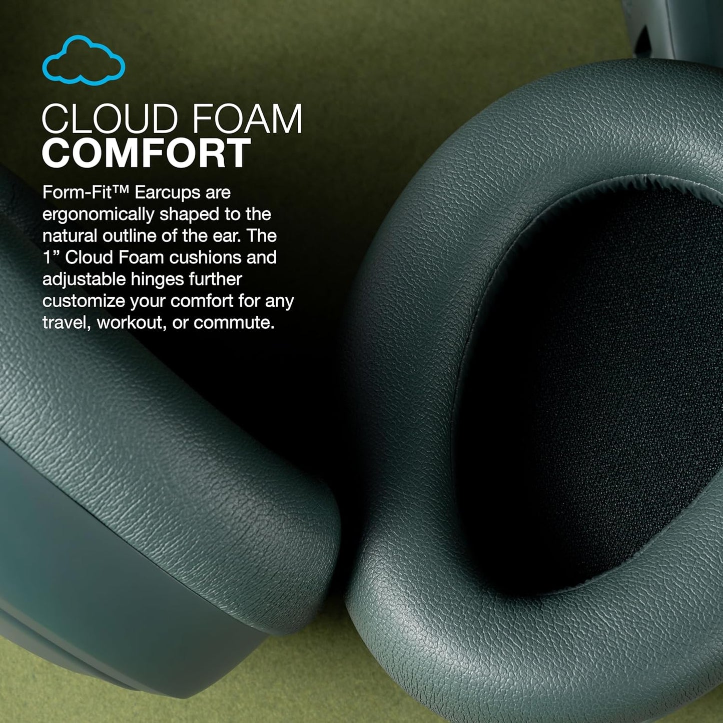 JLab JBuds Lux ANC Wireless Headphones, Sage, Hybrid Active Noise Cancelling, Customizable Sound, Spatial Audio Compatible, Premium Over-Ear Bluetooth Headset