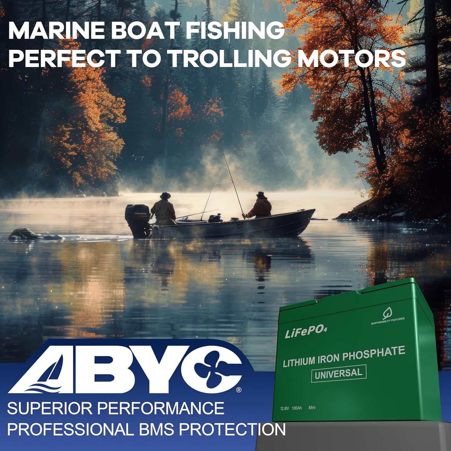 DEASON 12V 100Ah Mini LiFePO4 Lithium Battery - 100A BMS, 10-Year Lifespan, Up to 15000 Cycles, Max. 1280Wh Energy in Small Size, Perfect for RV, Solar, Trolling Motor, Boats, kayaking, Marine etc.