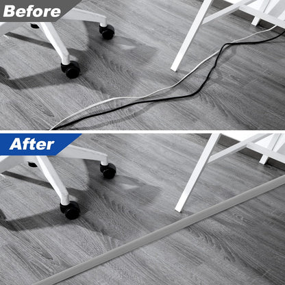 4ft Cord Cover for Wires on Floor, Grey Extension Cable Management, Hide Electrical Hider Protector, Cable Cavity: 0.78" W x 0.32" H
