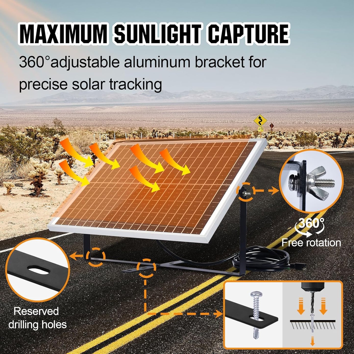 ECO-WORTHY 25W 12V Solar Battery Trickle Charger Maintainer, Waterproof Solar Panel + Adjustable Mount Bracket + Upgrade Charge Controller for 12V Batteries Cars RV Boat Motorcycle Marine