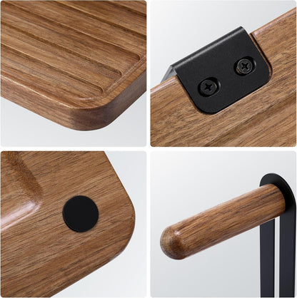 Headphone Holder For Desk,Desk Headphone Mount Rack,Headphone Stand With Storage Base,Accessories Managment,Solid Wood,Matte Black