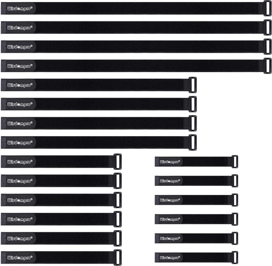 20 Pack (8 12 18 24 Inches) Hook and Loop Reusable Fastening Cable Tie Down Straps by Wisdompro - Reusable, Durable Functional Ties to Keep Your Home, Office, Workspace from Tangled Messes of Cords