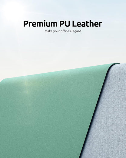 YSAGi Leather Desk Protector, Office Mat, Large Mouse Mat, Non-Slip PU Leather Blotter, Laptop Desk Pad, Waterproof Writing Pad for Office and Home (Green-Blue, 23.6" x 13.8")