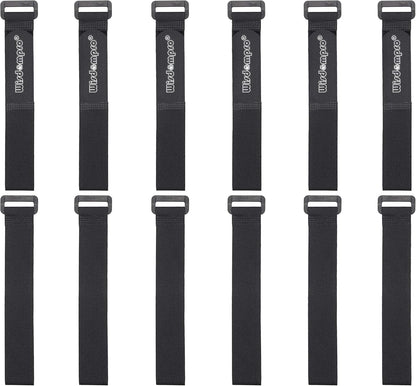 12 Pack 1 x 12 Inches Hook and Loop Reusable Fastening Cable Tie Down Straps by Wisdompro - Reusable, Durable Functional Ties to Keep Your Home, Office, Workspace from Tangled Messes of Cords