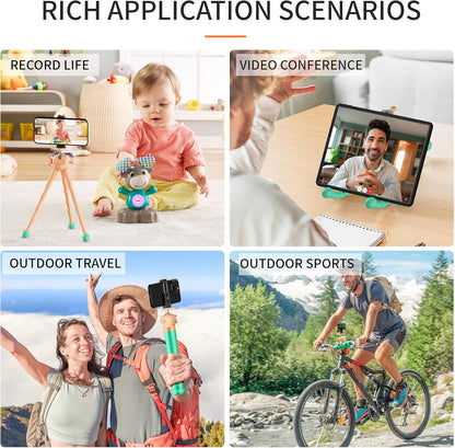 Phone Tripod with Wireless Remote - 2 in 1 Replaceable Flexible Tripod for iPhone, Portable Selfie Stick for Video Recording Vlogging - Compatible with iPhone Android Go Pro, Digital Camera