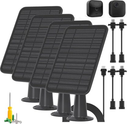 5W Solar Panel Compatible with Blink Outdoor 4(4th Gen)/Blink Outdoor(3rd Gen) XT3 & Blink XT2/XT Camera, Blink Solar Panel Charger with 13.1ft Cable Rubber Plug, IP65 Waterproof, Secure Mount, 4 Pack