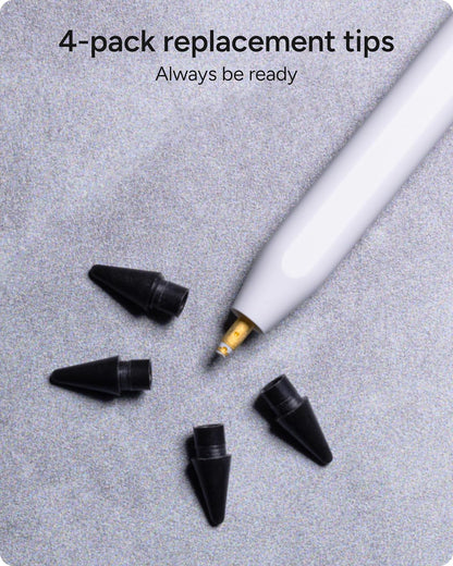 ZAGG Replacement Tips for Apple Pencil 1st Gen, 2nd Gen, & USB-C - Pack of 4, Smooth Writing, Perfect Friction, Black