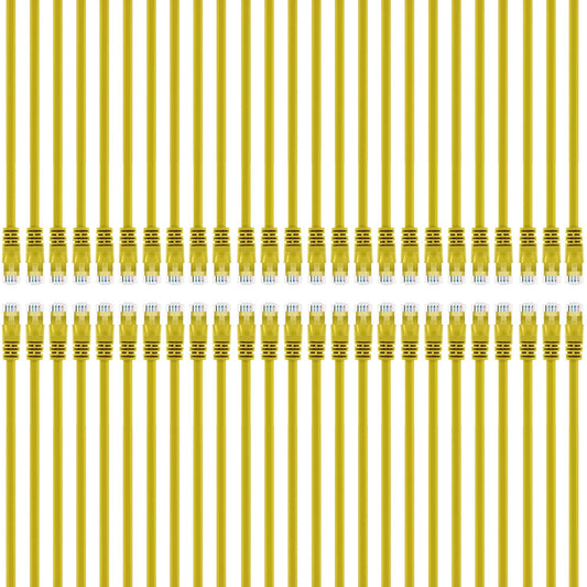 GearIT 50-Pack, Cat5e Ethernet Patch Cable 1 Foot - Snagless RJ45 Computer LAN Network Cord, Yellow - Compatible with 48 Port Switch POE Rackmount 48port Gigabit