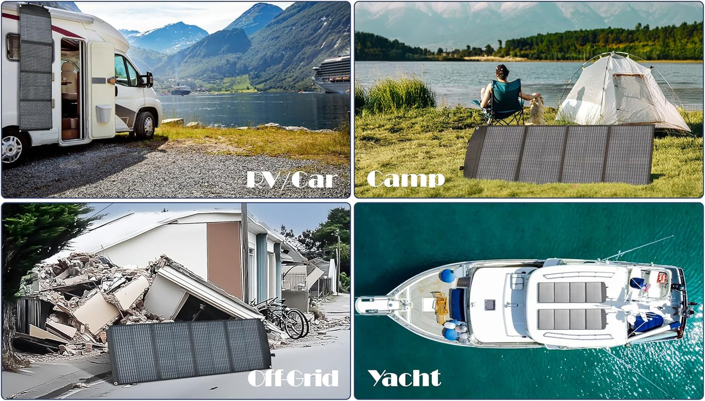 PPQ 100W Portable Solar Panel Kit 18V/6A,9lb Foldable Briefcase Solar Charger w/ 24% Efficiency,4 Cables & 16 Outputs for All Camping Power Station, RV Battery, Phones, IP67 Waterproof