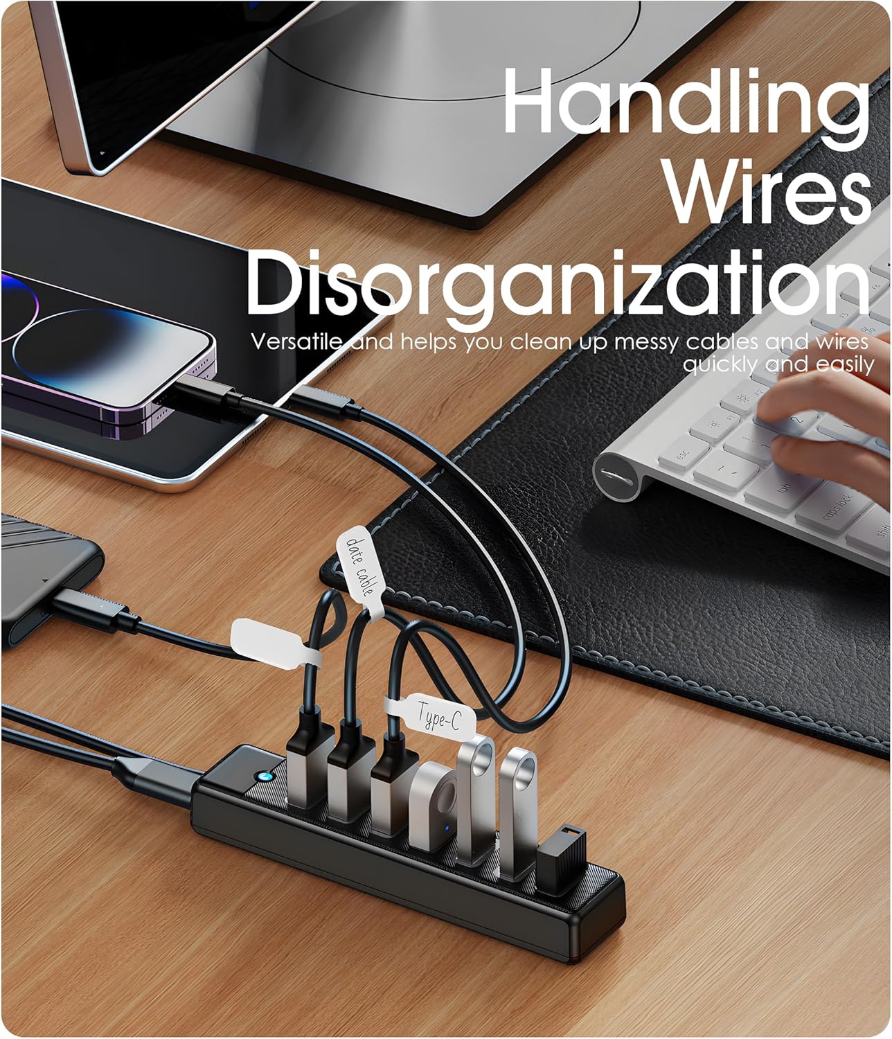 32Pcs Nearockle Cable Labels and Silicone Cable Ties Cable Management Set, Reusable 16 Cable Ties+16 Cord Labels for Electronics, Travel Home Office Desk Wire Organization (White)