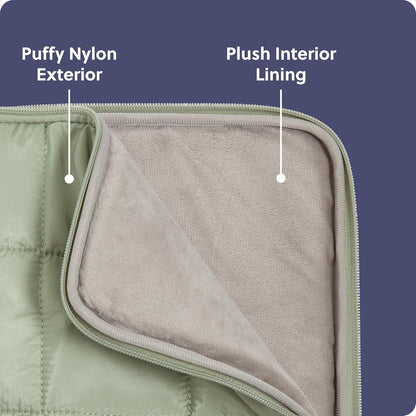 U Brands Nylon Puffer Zipping Medium Laptop Sleeve, 9.75" x 13", Computer Accessories, Laptop Bag for MacBook Pro, MacBook Air, Chromebook, HP Computer, Matcha Green