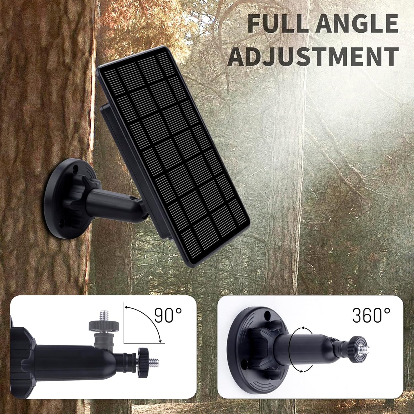 3W Trail Camera Solar Panel, with Build-in 5000mAh Rechargeable Lithium Battery Solar Battery Charger Kit for Hunting Game Cameras or Deer Feeder Accessory, 12V/1A 6V/2A IP65 Waterproof Solar Panel