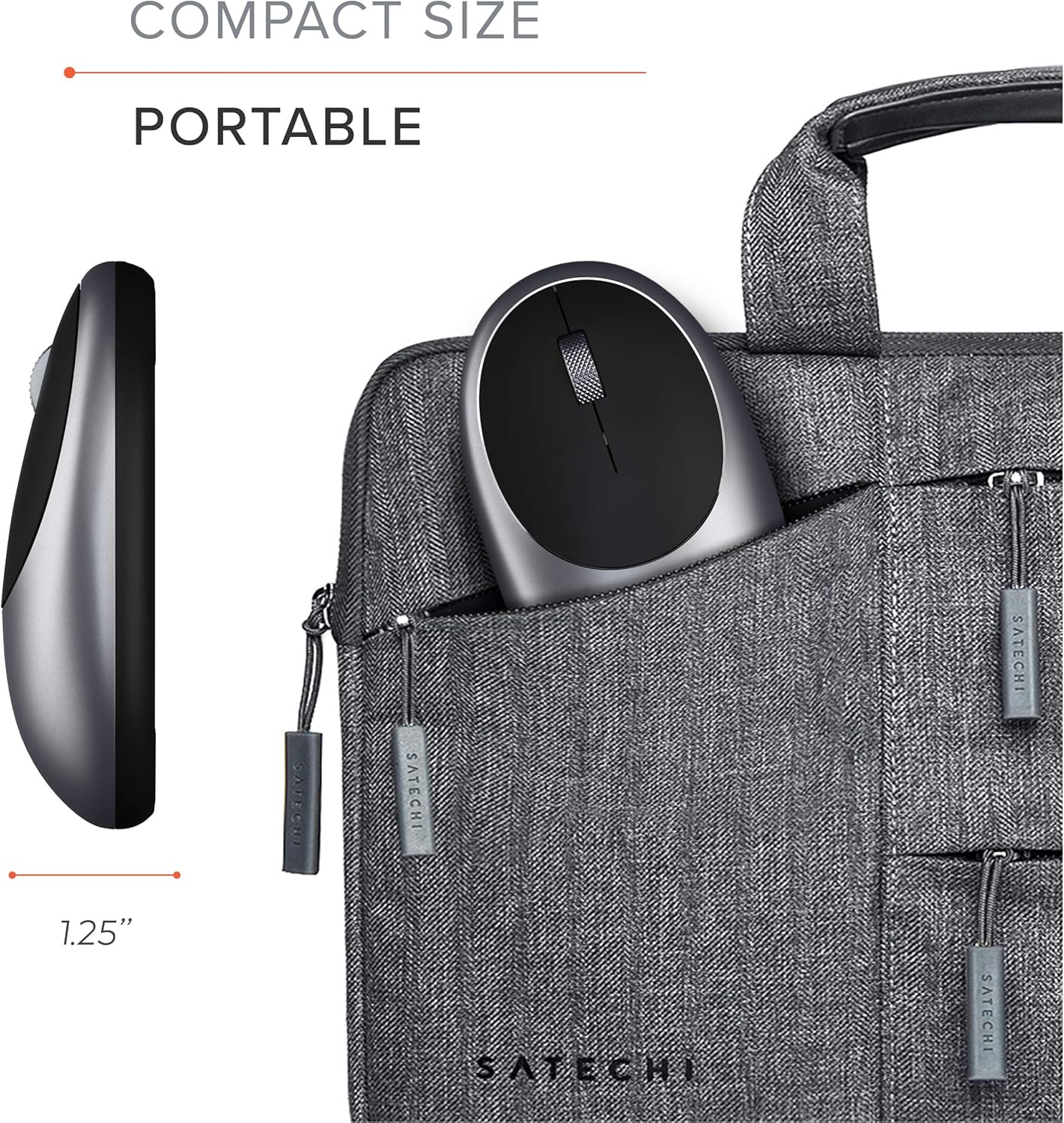 Satechi M1 Wireless Bluetooth Mouse, USB-C Rechargeable, Compact & Portable, for Mac/Windows, Compatible with M4/M3/M2 MacBook, Pro, Air/iMac/iPad Pro, iPhone 16/15/14 & More - Space Gray