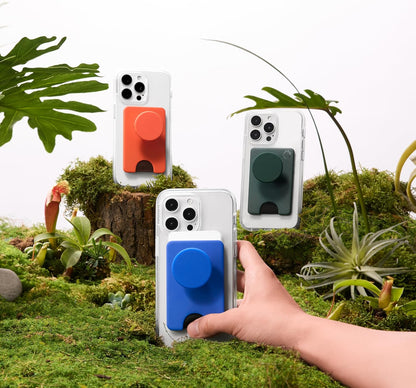 PopSockets Phone Wallet with Expanding Grip and Adapter Ring for MagSafe, Phone Card Holder, Wireless Charging Compatible, Wallet Compatible with MagSafe - Cobalt