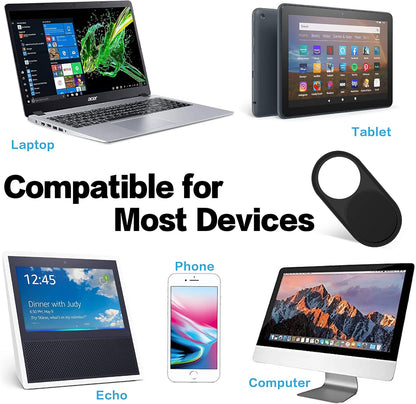 imluckies Laptop Camera Cover Slide, 0.023 inch Ultra-Thin Design, Invisible Design, Camera Cover, Physical Anti-Peeping, for Laptop Computer, MacBook Pro/Air iMac iPad Tablet [2 Pack Black]