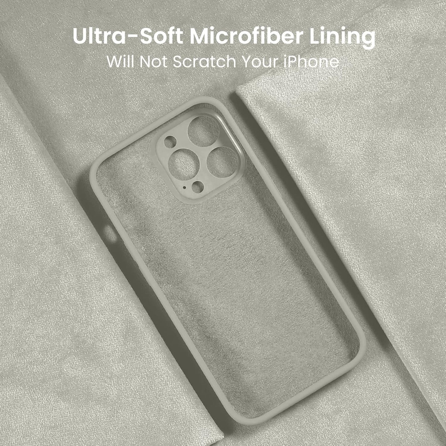 FireNova for iPhone 14 Pro Case, Silicone Upgraded [Camera Protection] Phone Case with [2 Screen Protectors], Soft Anti-Scratch Microfiber Lining Inside, 6.1 inch, Stone