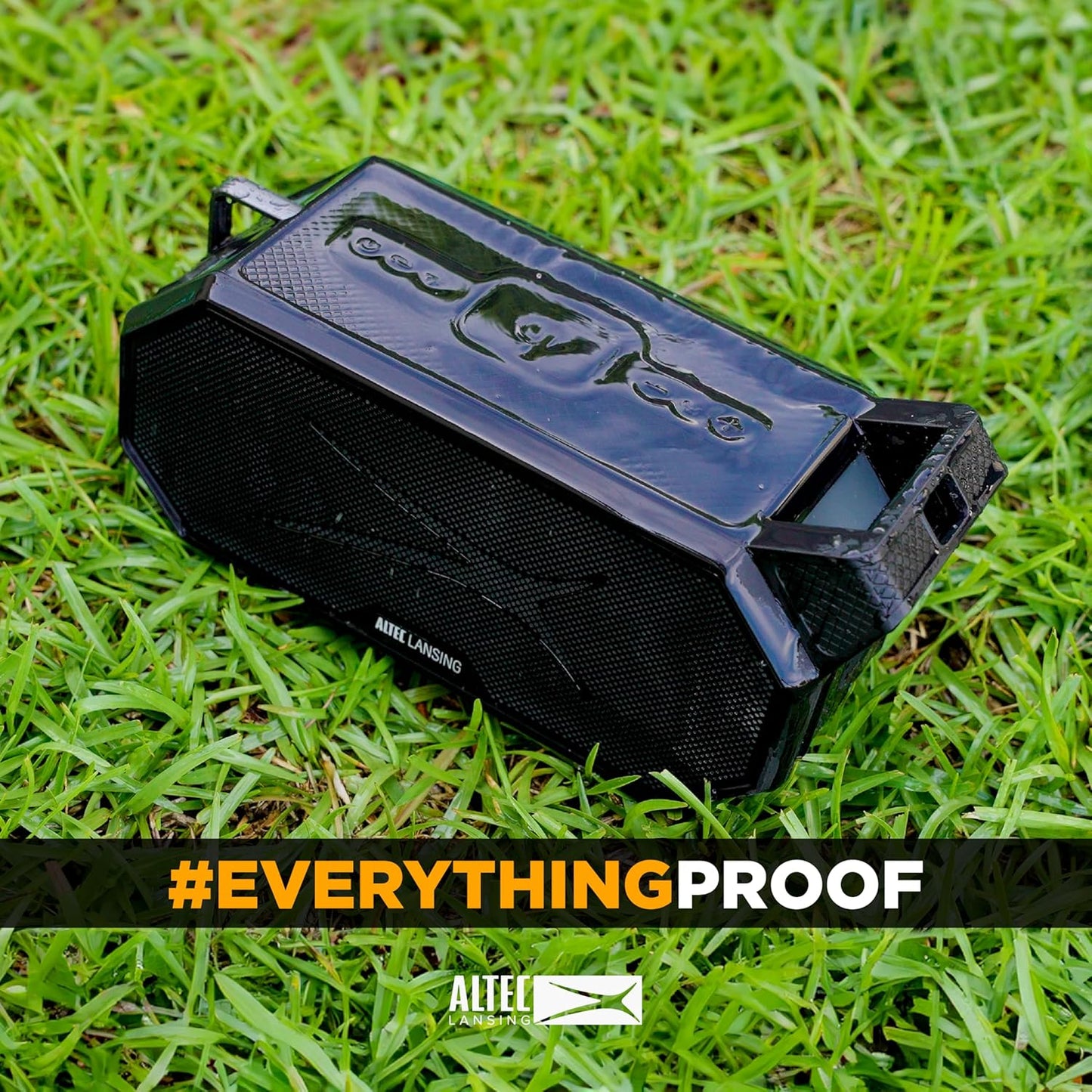 Altec Lansing Portable Bluetooth Speaker HYDRABOOM 2.0, 32W Output Power, 16Hr Playtime, Party Sync, Qi Wireless Charging, Everything-Proof, Voice Assistant Compatible - Black