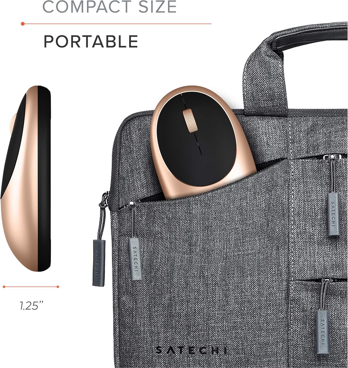 Satechi M1 Wireless Bluetooth Mouse, USB-C Rechargeable, Compact & Portable, for Mac/Windows, Compatible with M4/M3/M2 MacBook, Pro, Air/iMac/iPad Pro, iPhone 16/15/14 & More - Gold