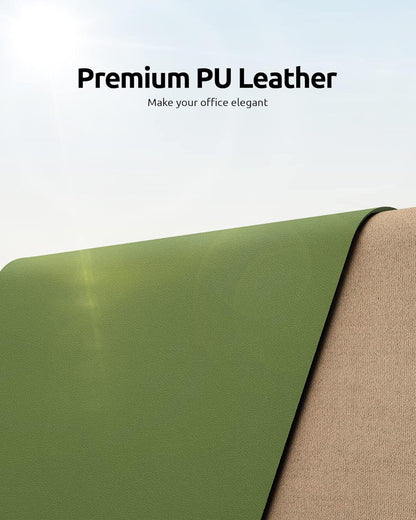 YSAGi Leather Desk Protector, Office Mat, Large Mouse Mat, Non-Slip PU Leather Blotter, Laptop Pad, Waterproof Writing Pad for Office and Home (Green, 35.4" x 17")