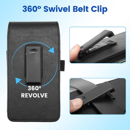 Mopaclle Vertical Phone Holster with Rotating Belt Clip, Compatible with iPhone 17 Pro, iPhone 16 15 14 13 12 Pro, Galaxy S25 S24 S23 S22 – Cell Phone Belt Holder for Men Women, Fits with Case On