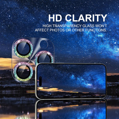 Choiche Compatible for iPhone 16 Pro/iPhone 16 Pro Max Camera Lens Protector, Bling Camera Cover with 9H Tempered Glass Lens Screen Protector Metal Ring Decoration Accessories (Clear-Colorful)