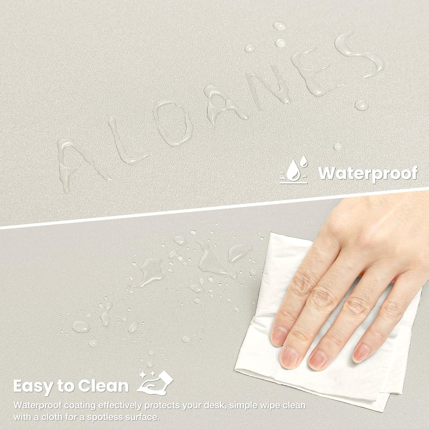 ALOANES Waterproof Mouse Pad with Durable Stitched Edge, XXXL Gaming Keyboard Pad, Non-Slip Rubber Base Mouse Mat, Extended Desk pad for Gamer, Office & Home, Beige Mousepad 35.4''x 15.7''x 0.12''