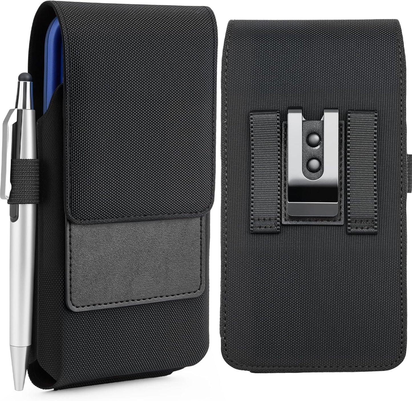 Mopaclle Extra Large Rugged Nylon Cell Phone Holster for Belt, Compatible with Galaxy S25 Ultra, S24 Ultra, Moto G Power, F16, A71 – Fits with Case On, Belt Holder for Outdoor Workers