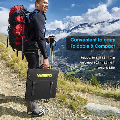 MARBERO 60W Portable Solar Panel 60 Watt Foldable Solar Panel for Solar Generators IP65 Waterproof 23% High Efficiency USB Port & DC Output(10 Changeable Adapters) for Outdoor Camping Travel Cloudy