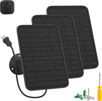 5W Solar Panel for Blink Camera Outdoor, Solar Panel Charger Compatible with Blink Outdoor 4 (4th Gen) Camera, Solar Panel w/Battery for Blink Camera, 9.8ft Cable Rubber Plug IP65 Waterproof, 3 Pack