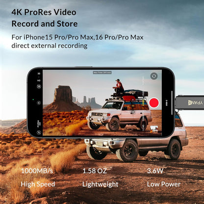 YPANX 256GB Pro Portable SSD, 1000MB/s Speed, USB 3.2 Gen 2 + Type C Dual-Port, Lightweight External SSD for iPhone 15/16/Pro, Android, Windows, Mac, Tablets