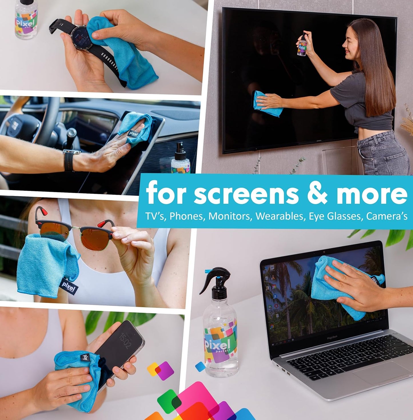 Pixel Perfect | 1.4oz | Mini Screen Cleaner Kit, for TV, Laptops, Computers, Monitors, Phones, Tablets | 40ml Cleaning Kit, Premium Natural Spray