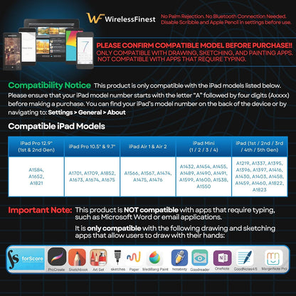 Black Stylus Pen Pencil 1st Gen Generation Replacement for Apple iPad Pro 1st 2nd iPad 1st 2nd 3rd 4th 5th iPad mini 1 2 3 4 iPad Air 1st 2nd iOS Android Capacitive Tablet Touch Screen+Free Holder