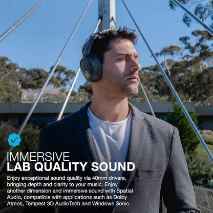 JLab JBuds Lux ANC Wireless Headphones, Graphite, Hybrid Active Noise Cancelling, Customizable Sound, Spatial Audio Compatible, Premium Over-Ear Bluetooth Headset