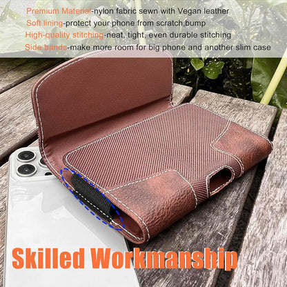 Leather Phone Holster for Men with Belt Clip, Cell Phone Holder for iPhone 17/16/15/14/13/12/Pro Max & Plus,Galaxy S25/24/23 Ultra & Plus,S24 FE,Belt Pouch Case Magnetic Closure (Brown-XL)