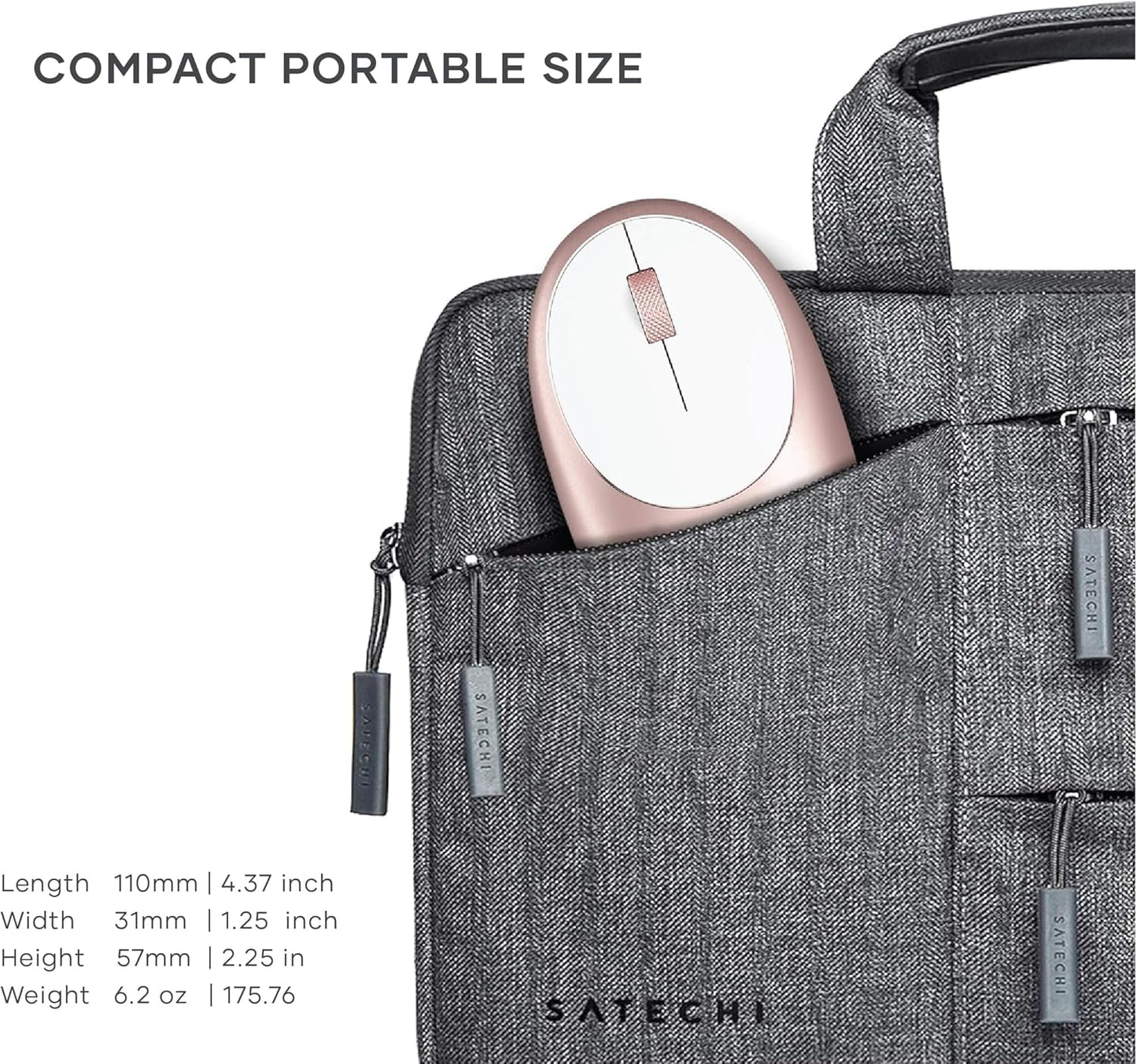 Satechi M1 Wireless Bluetooth Mouse, USB-C Rechargeable, Compact & Portable, for Mac/Windows, Compatible with M4/M3/M2 MacBook, Pro, Air/iMac/iPad Pro, iPhone 16/15/14 & More - Rose Gold