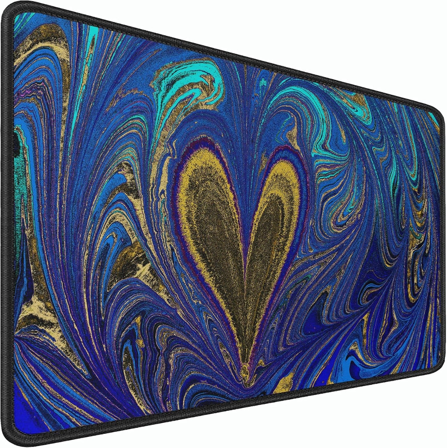 Large Mouse Pad, 31.5x15.7 inch Large Extended Computer Keyboard Mouse Mat, Water Resist Non-Slip Mousepad Rubber Base Long XXL Desk Mouse Pad for Work & Gaming, Office & Home, Blue Heart