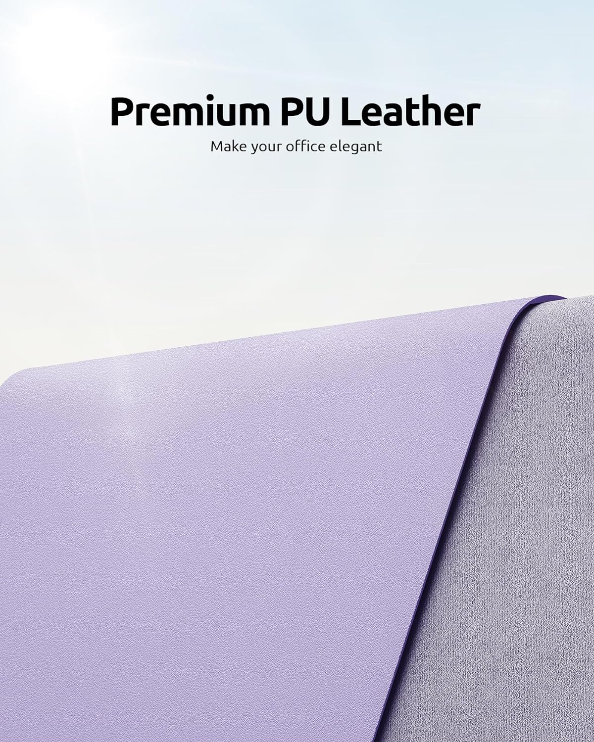 YSAGi Leather Desk Protector, Office Mat, Large Mouse Mat, Non-Slip PU Leather Blotter, Laptop Desk Pad, Waterproof Writing Pad for Office and Home (Light Purple, 31.5" x 15.8")