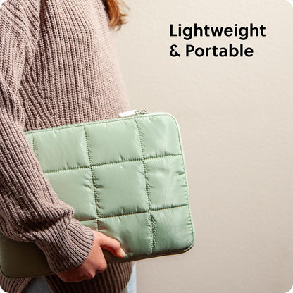 U Brands Nylon Puffer Zipping Medium Laptop Sleeve, 9.75" x 13", Computer Accessories, Laptop Bag for MacBook Pro, MacBook Air, Chromebook, HP Computer, Matcha Green