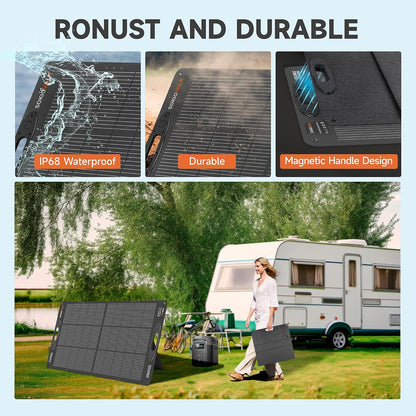 N-Type 16BB 110W 18V Portable Solar Panel Kit,Portable Foldable Solar Panel,NextGen Solar Cell Up to 25% Conversion Rate,ETFE IP68 Waterproof & Dustproof for Power Station Outdoor Camping