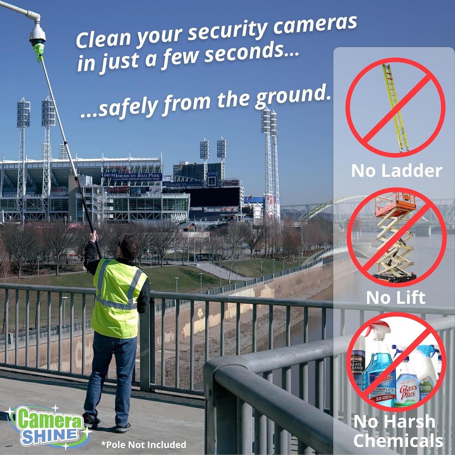 PRO Surveillance Cleaning Kit - Safely Clean Any Security Camera Safely from The Ground