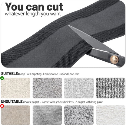 IHKFILAN Carpet Cord Cover Carpet Cable Management Under Desk Cable Grip Strip Black Hook and Loop Tape Cable Polyester Cover Protect Cables to Prevent Tripping Over Wires for Homes & Office (30ft)