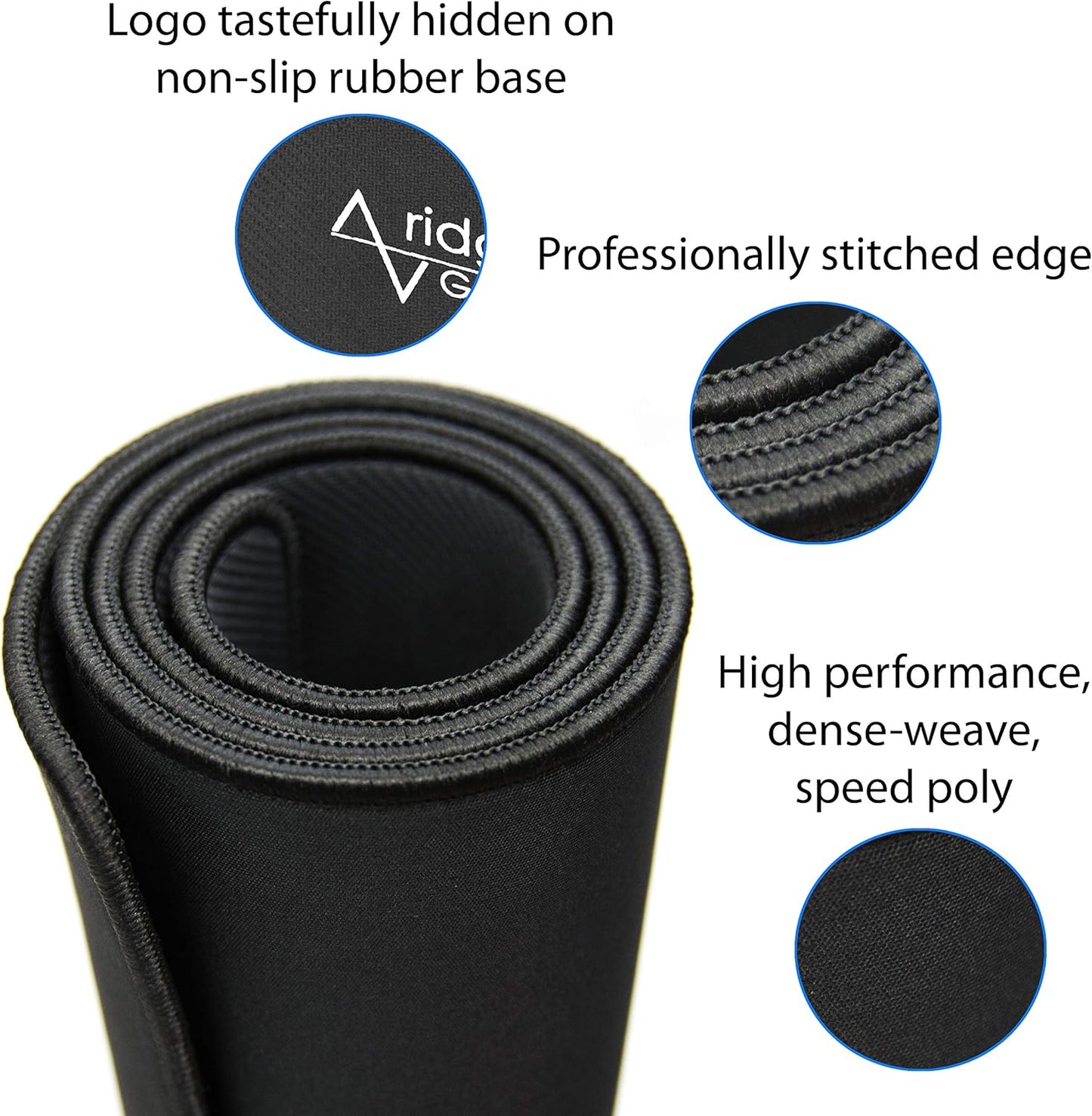 Gaming Mouse Pad (5mm) Extended 36 inch | 36x12x0.20 Extra Thick | Black | Stitched Edge, Large Washable Desk Mat