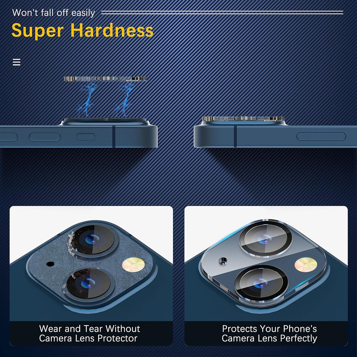 UniqueMe [3 Pack] for iPhone 13 / iPhone 13 Mini Camera Lens Protector, Tempered Glass [Case Friendly][New Version][Scratch-Resistant][Easy Installation] - Black Circle