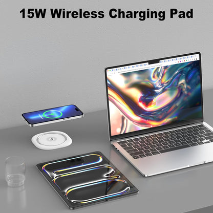 Jgstkcity Pop Up Countertop Outlet with 15W Wireless Charger,20W USB C Ports,Flush Mount Tamper Resistant,Recessed Grommet Receptacle,4 USB 4 Outlets,15A,1875W,ETL Listed,3.15in Hole,White