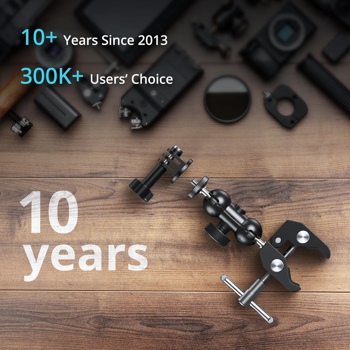 SMALLRIG Super Camera Clamp Mount 2-Pack, Double Ball Head Magic Arm Adapter, Fence/Desk/Tripod Mount for Monitor/Light/Camera, for Insta360, for Gopro, for Osmo Pocket 3, 5321