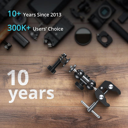 SMALLRIG Super Camera Clamp Mount 2-Pack, Double Ball Head Magic Arm Adapter, Fence/Desk/Tripod Mount for Monitor/Light/Camera, for Insta360, for Gopro, for Osmo Pocket 3, 5321